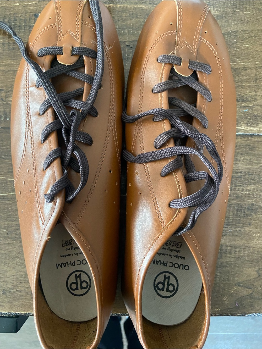 Quoc Pham Tourer Tan Genuine Leather Lace-Up SPD Cycling Shoes Eur 40.5